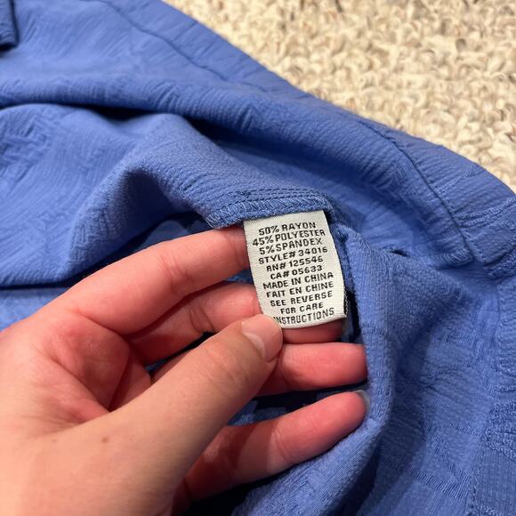 Habitat Textured Button Front Top Sz XXL Blue Casual Artsy Preppy Rayon - Picture 4 of 6